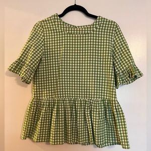 LaRoque, gingham peplum top, size medium, used like new, 100% cotton
